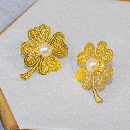 Arete bronce flor perla