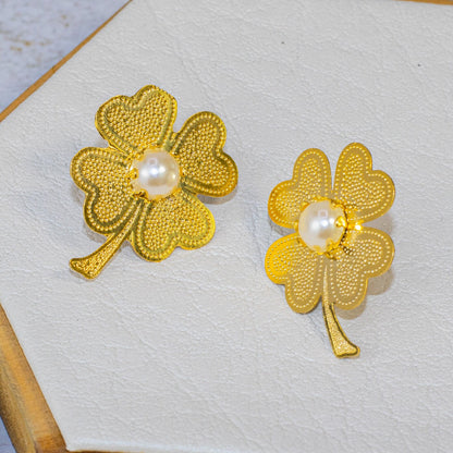 Arete bronce flor perla