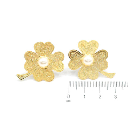 Arete bronce flor perla