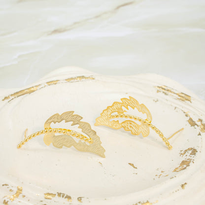 Arete bronce hoja tallo