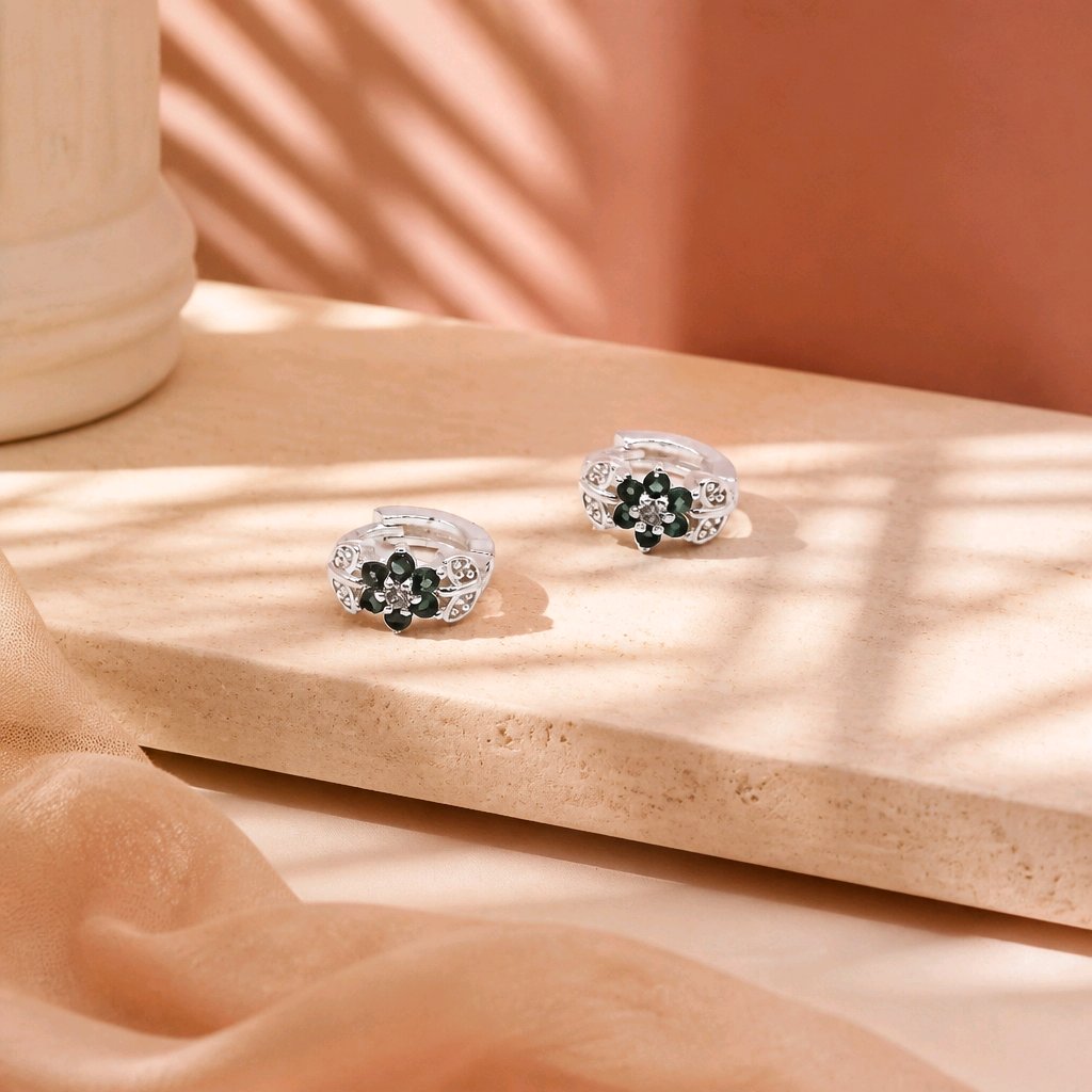 Candonga pequeña baño de plata flor esmeralda
