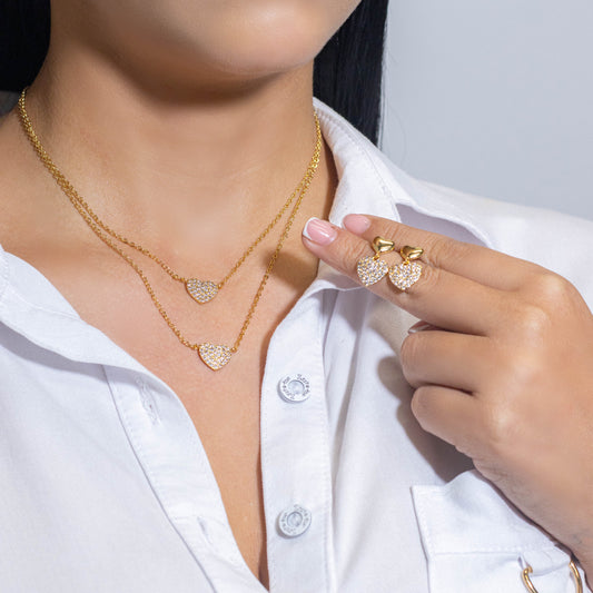 Duo doble corazon microzircones 