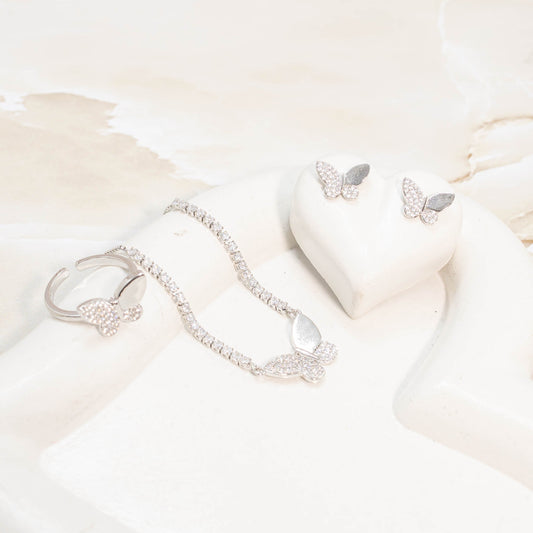 Dúo mariposa microzircón P