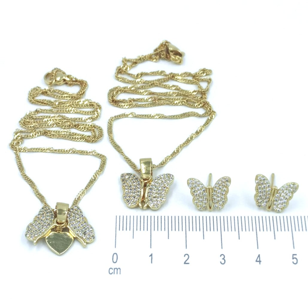 Dúo 2 dijes mariposa y corazón