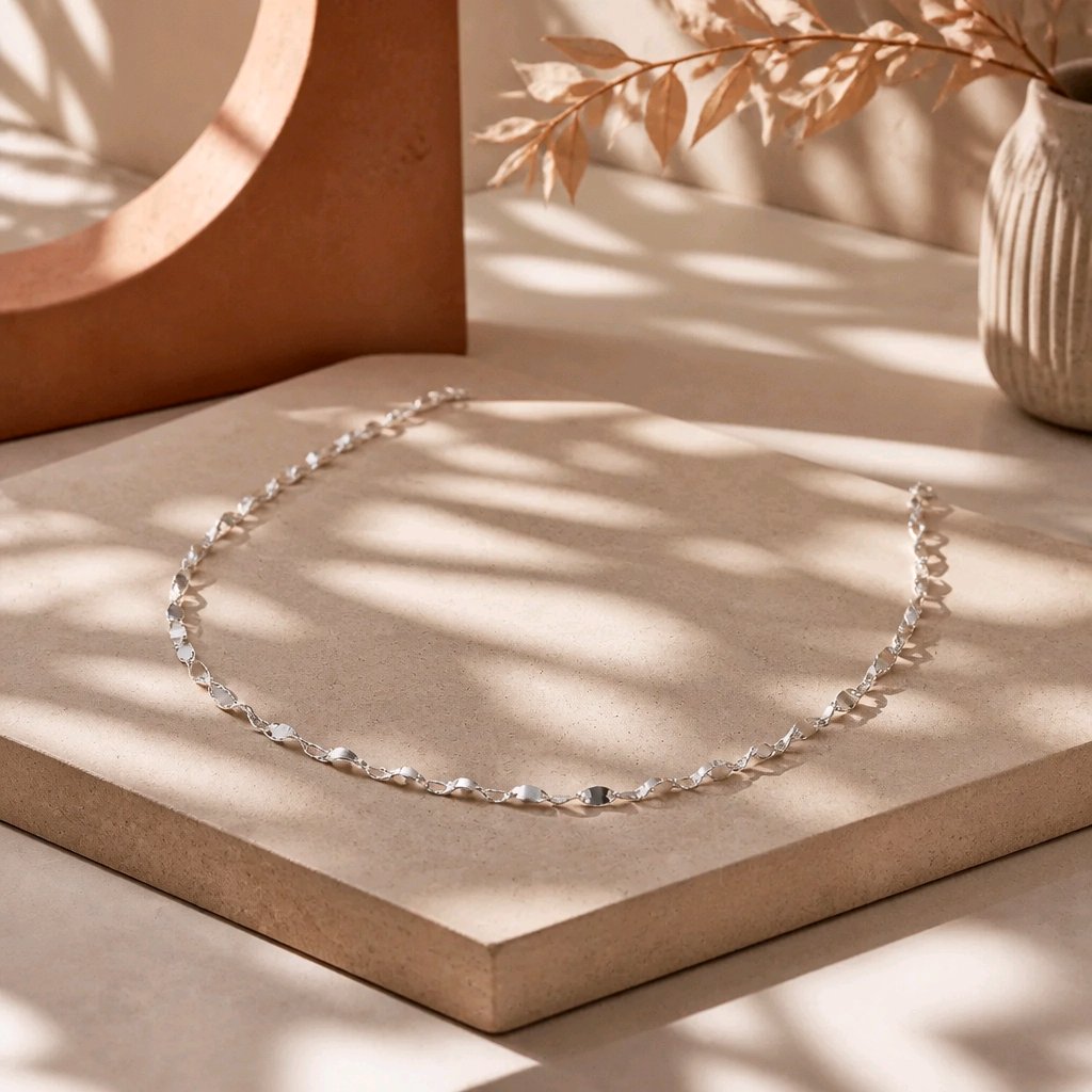 Dúo Cadena escalera baño de plata 60cm