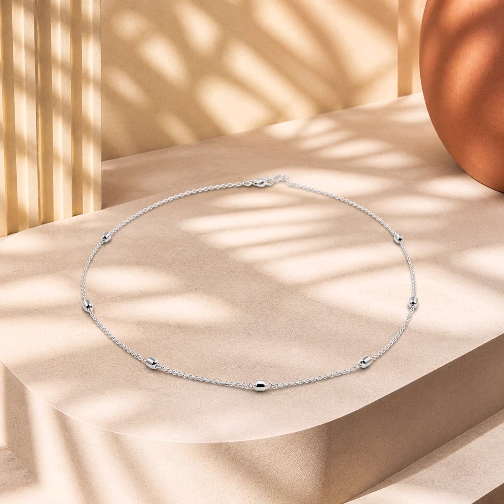 Dúo Cadena barril baño de plata 45cm