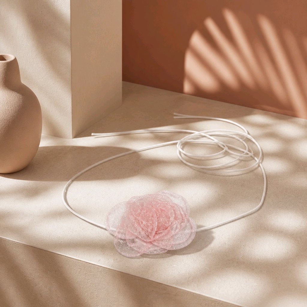 Dúo cordón flor rosa
