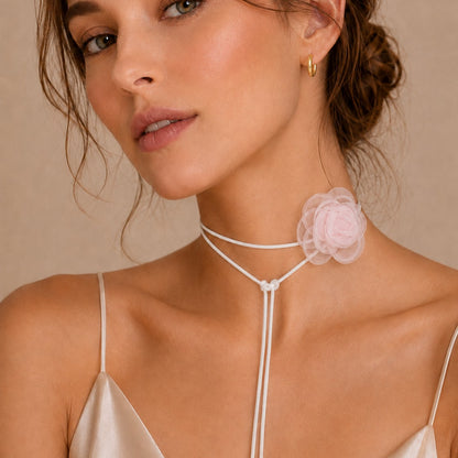 Dúo cordón flor rosa