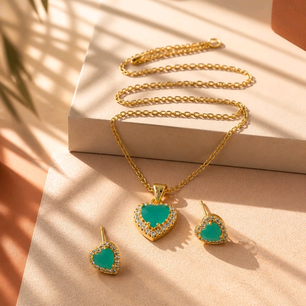 Dúo corazón turquesa