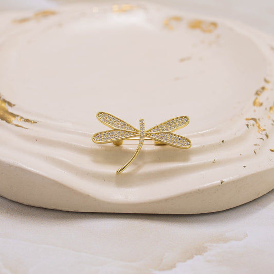 Broche libélula microzircón