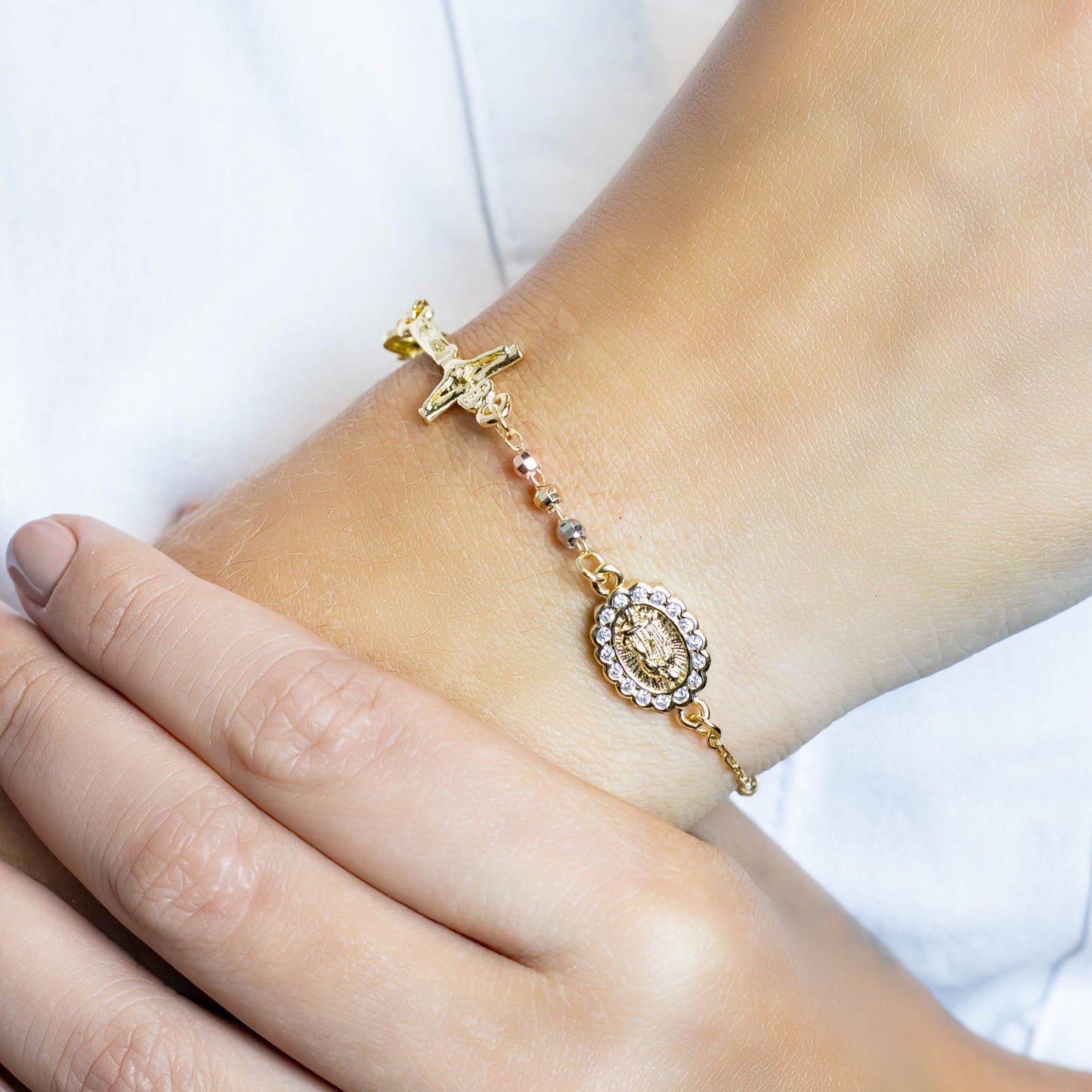 Pulsera denario tres oros 