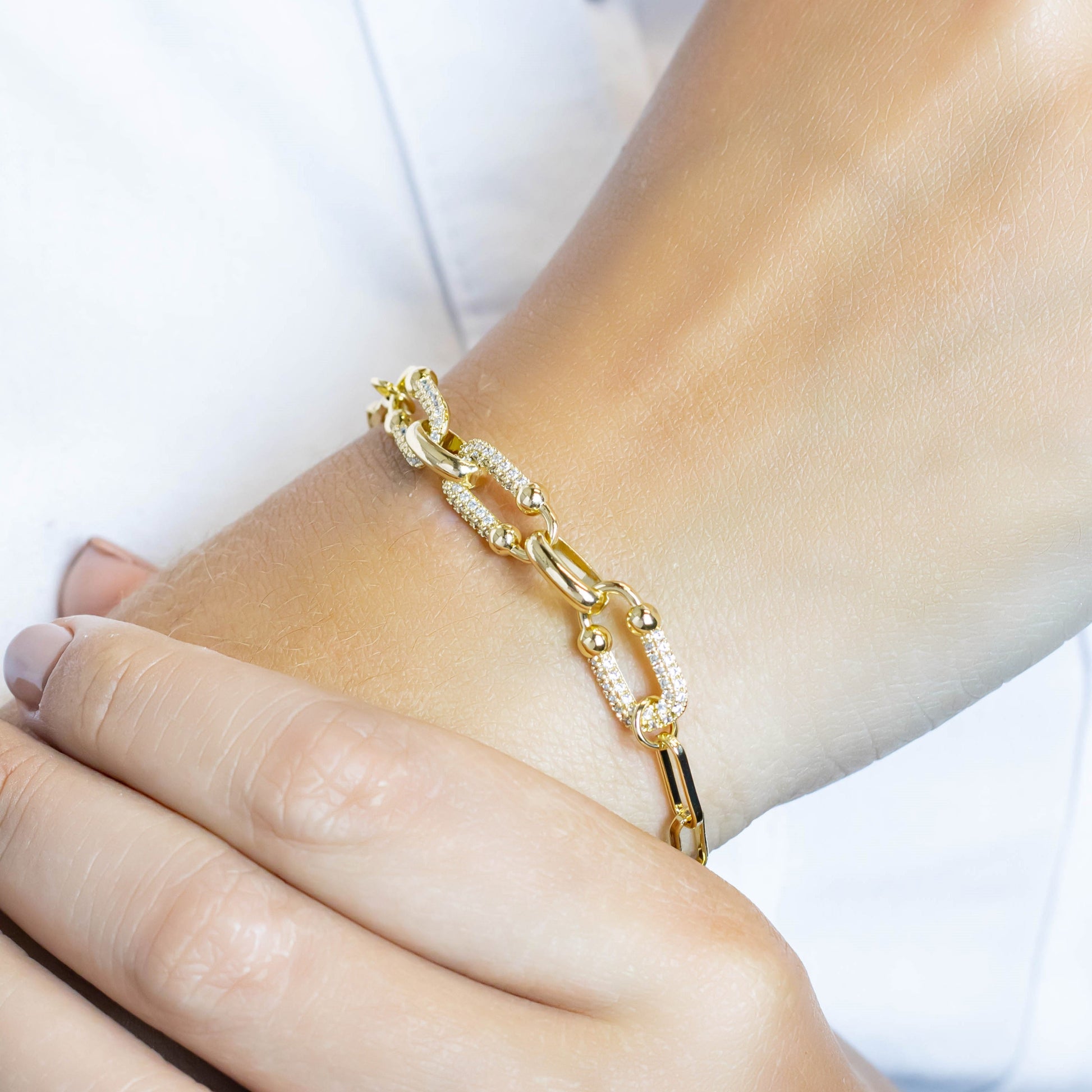 Pulsera eslabones microzircones 