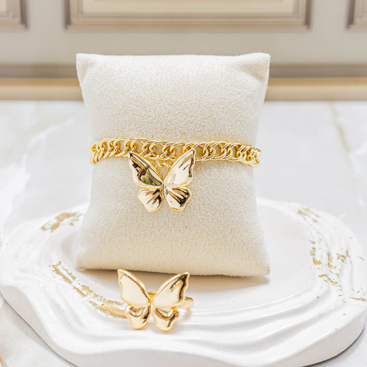 Pulsera + anillo mariposa