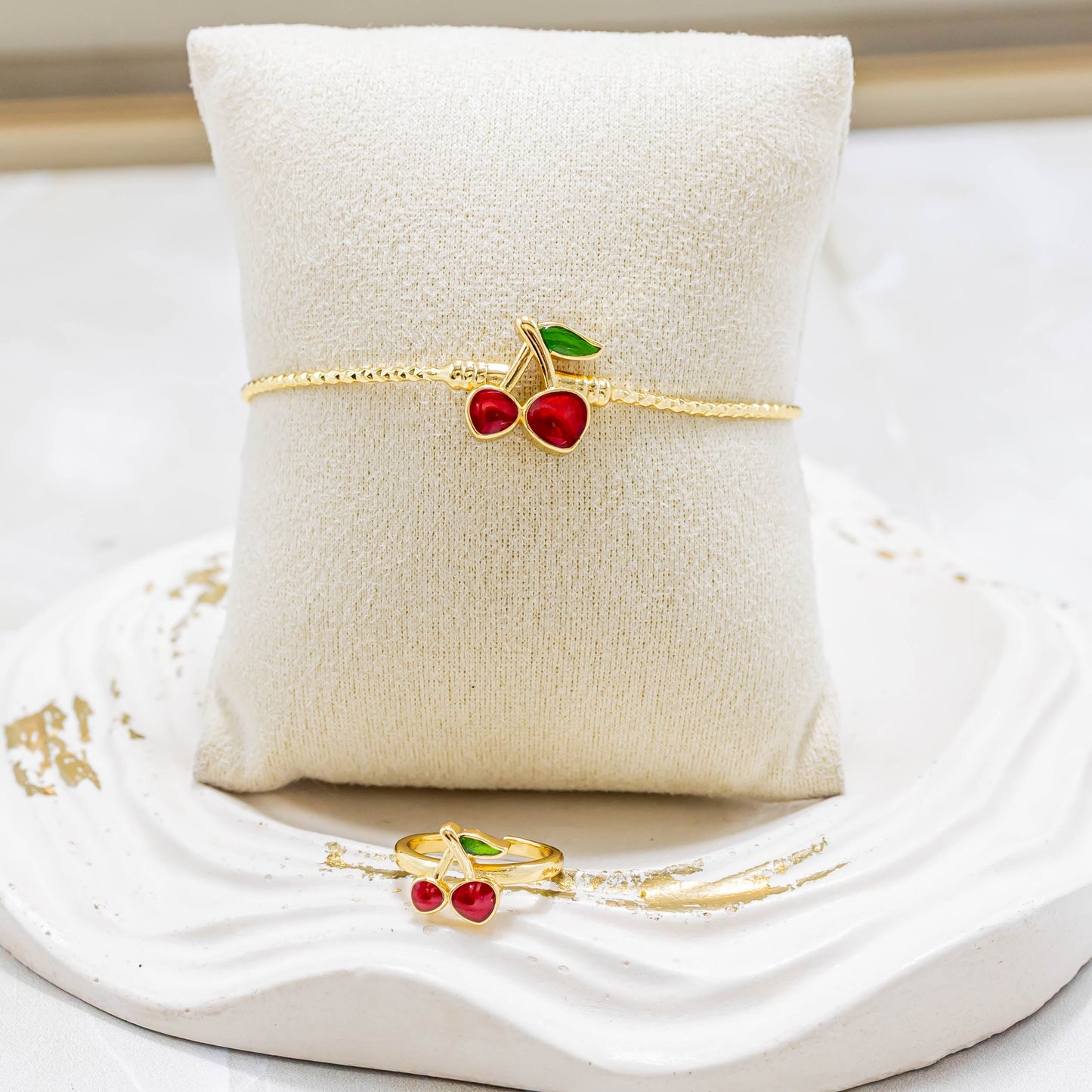 Pulsera + anillo niña cereza