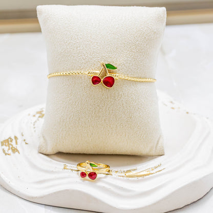 Pulsera + anillo niña cereza