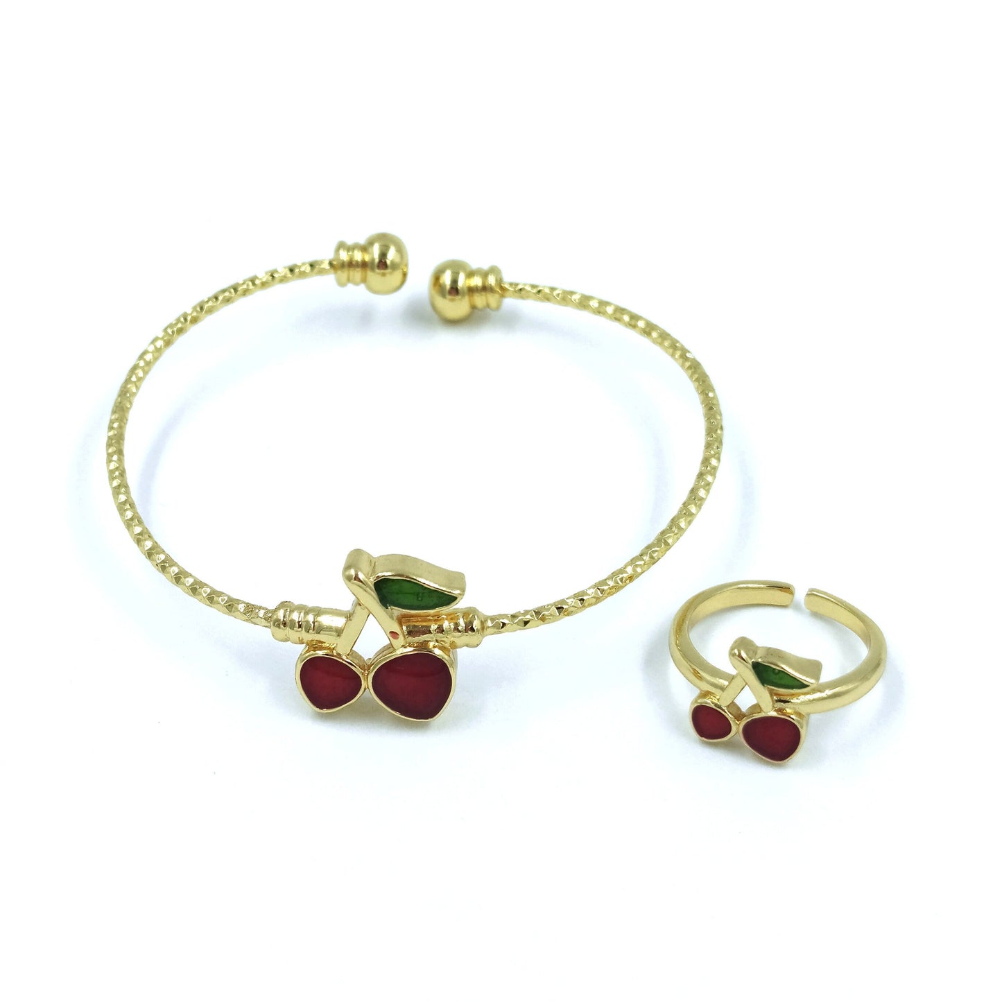 Pulsera + anillo niña cereza