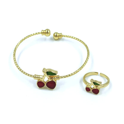 Pulsera + anillo niña cereza