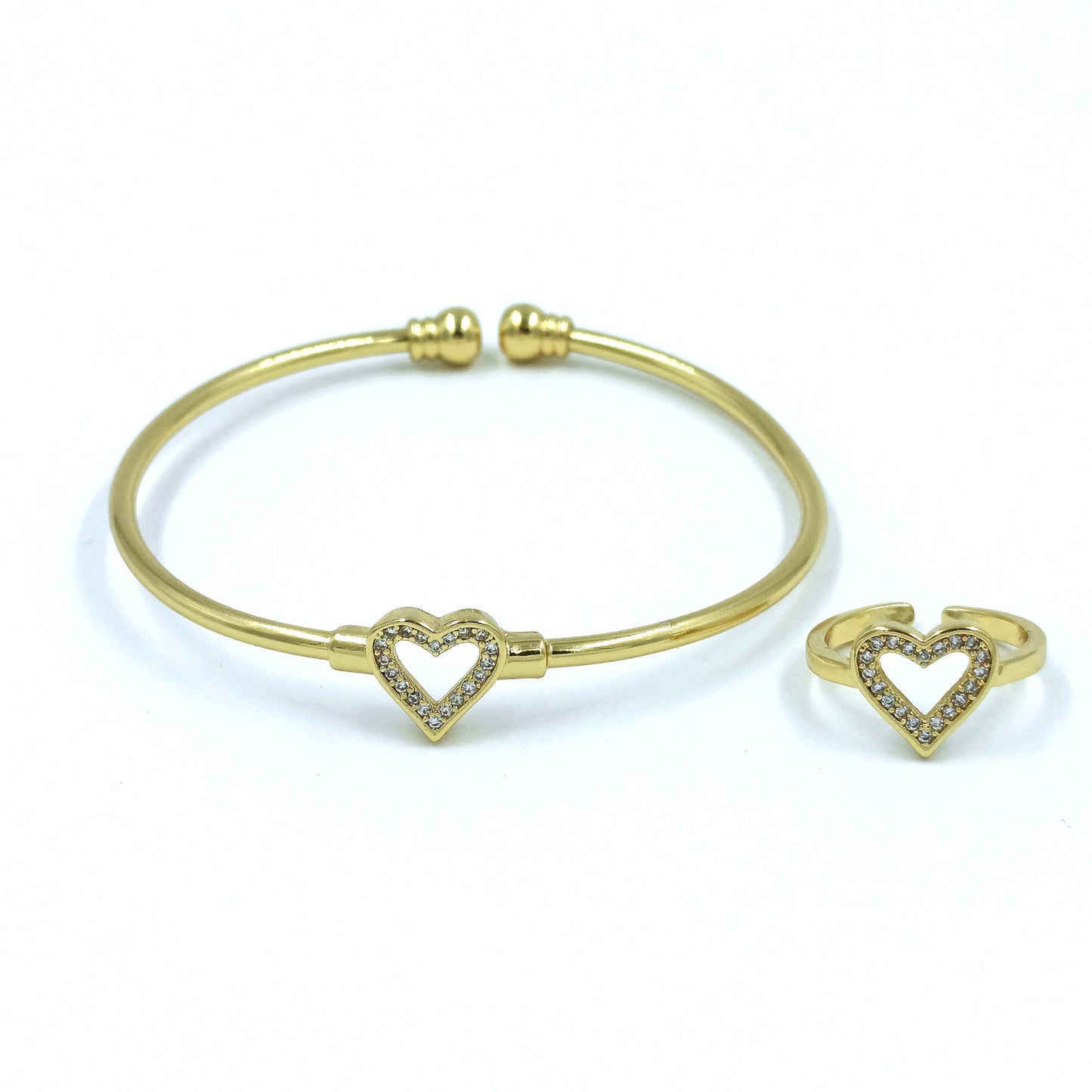 Pulsera + anillo niña silueta corazón
