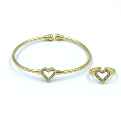 Pulsera + anillo niña silueta corazón