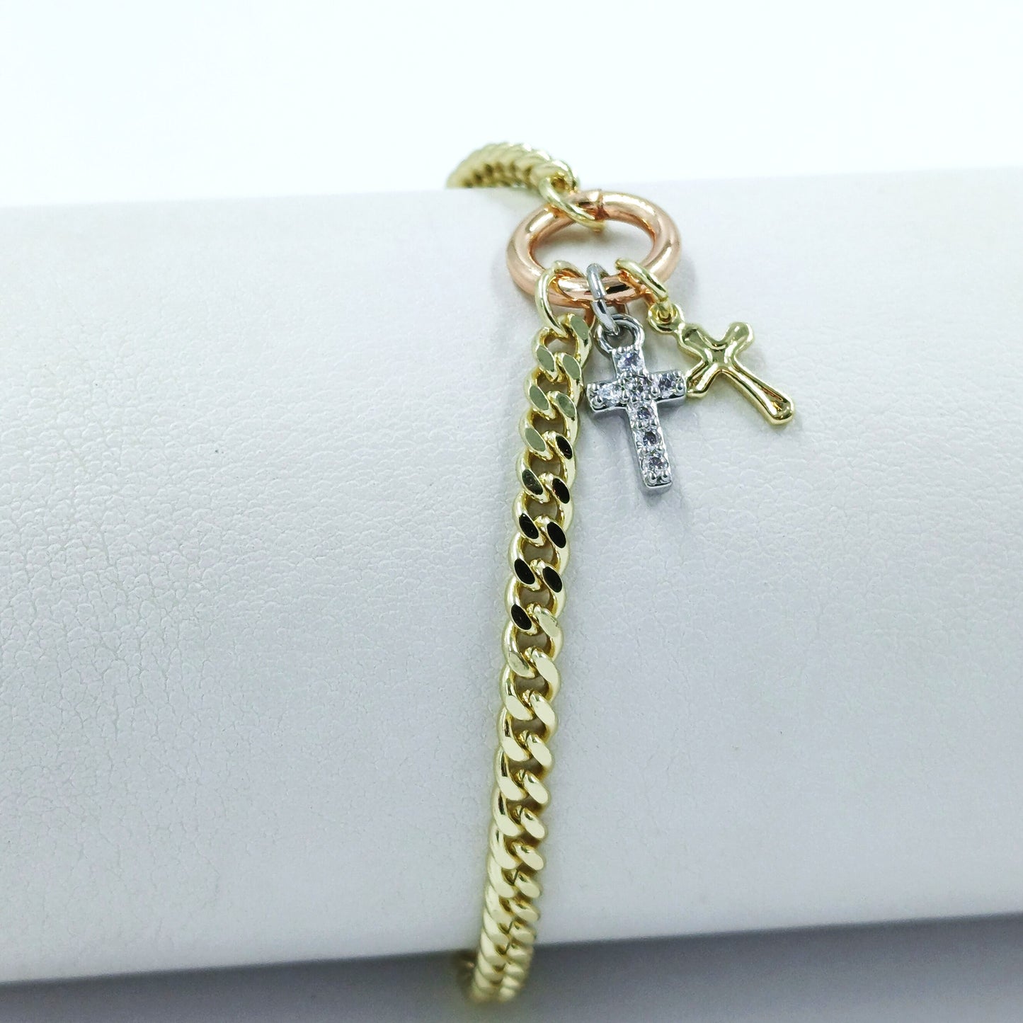 Pulsera 3 oros cruces