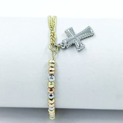 Pulsera 3 oros cruz