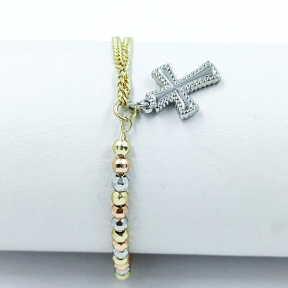 Pulsera 3 oros cruz