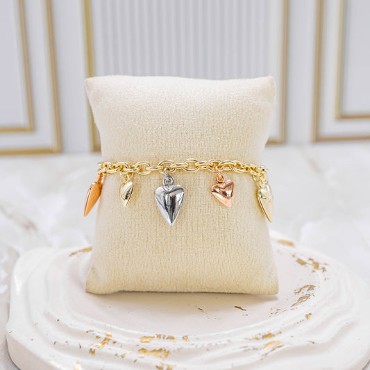 Pulsera 3 oros corazones