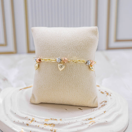 Pulsera 3 oros corazones