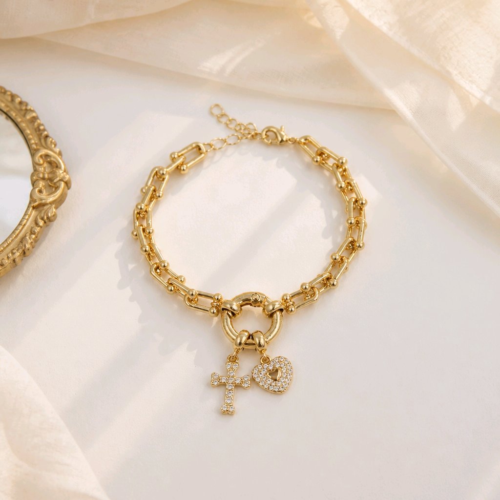 Pulsera tifany corazón cruz