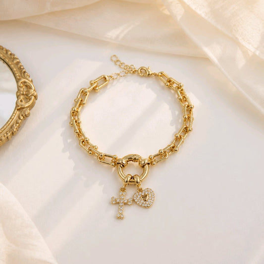 Pulsera tifany corazón cruz