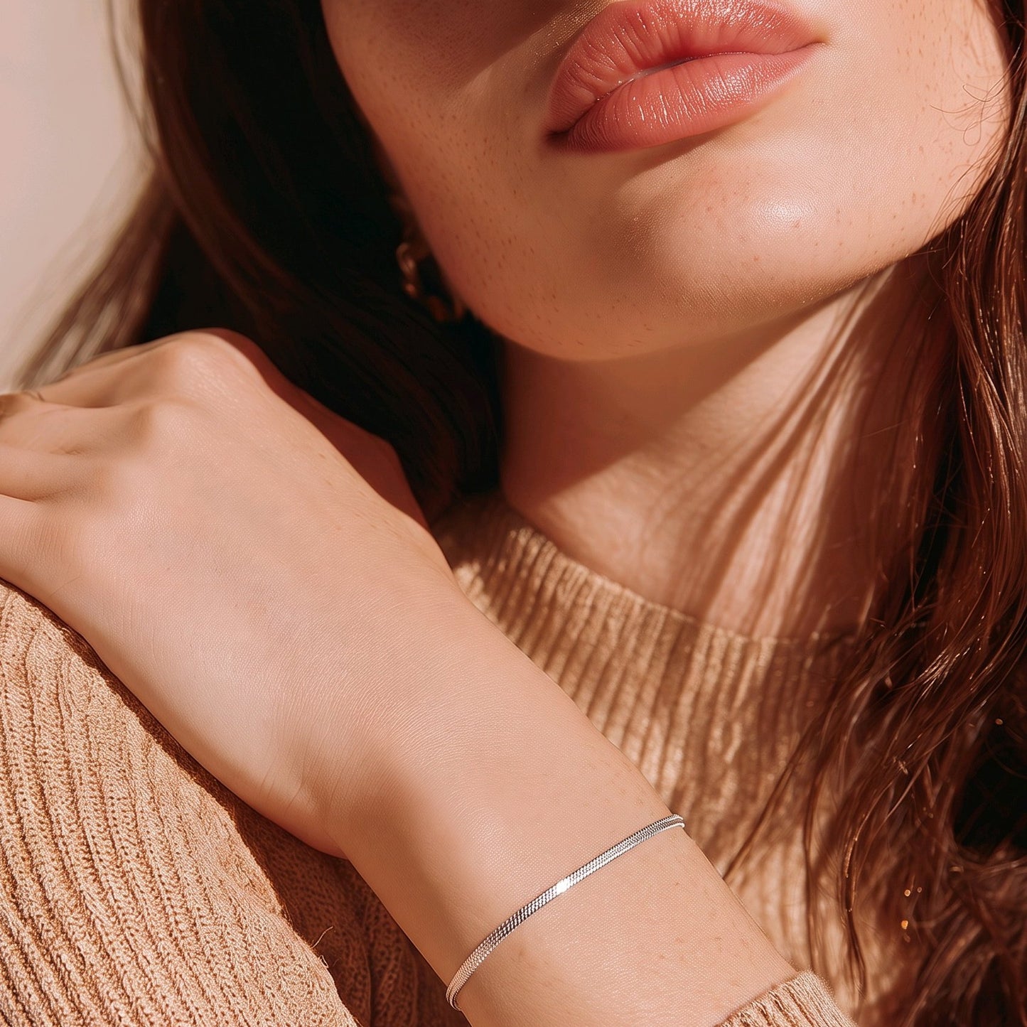 Pulsera cola de ratón baño de plata