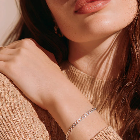 Pulsera cubana baño de plata