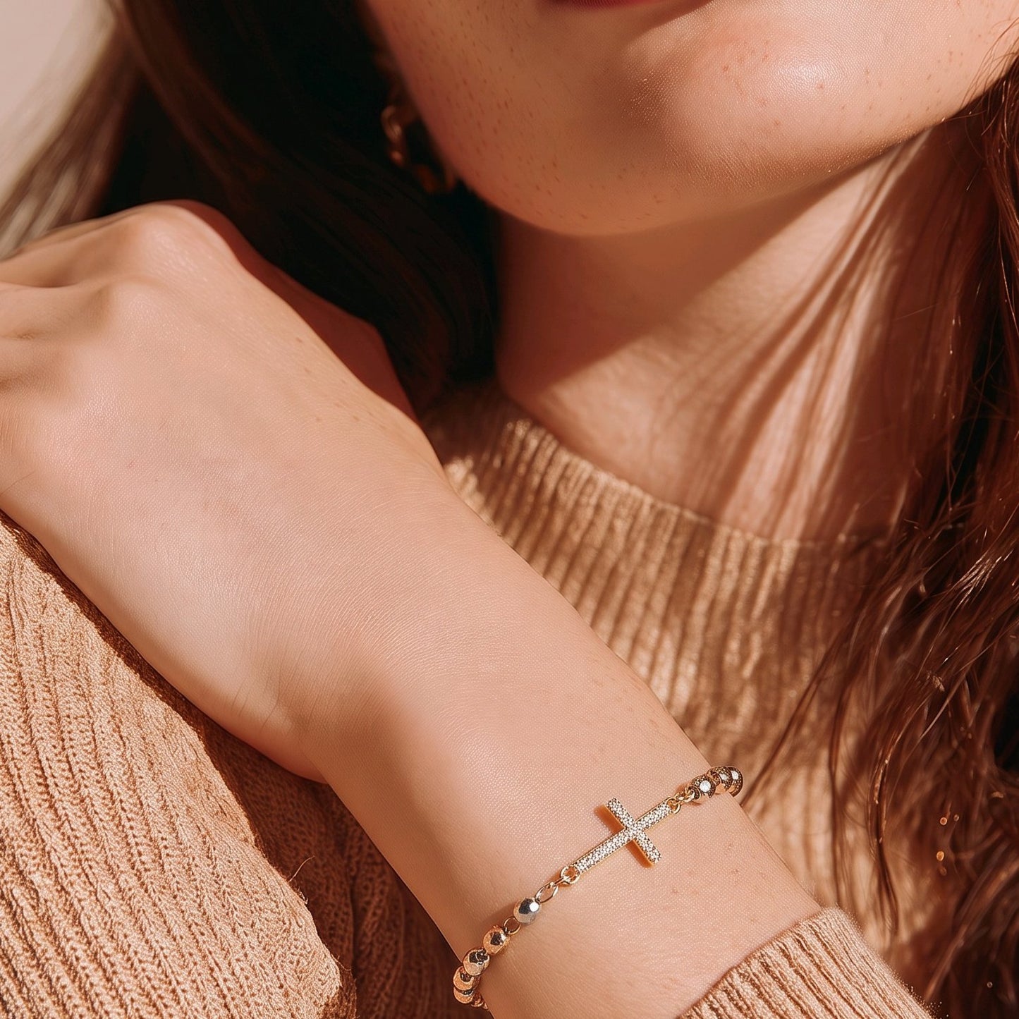 Pulsera 3 oros cruz