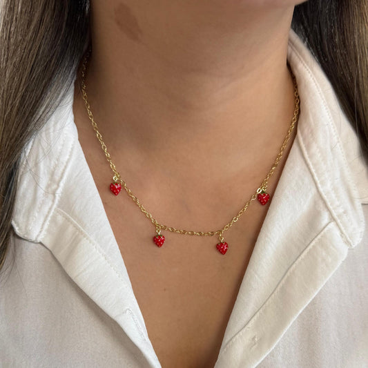 Collar rodio dijes fresas Amulí