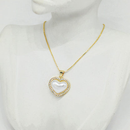 Collar rodio corazon nacar