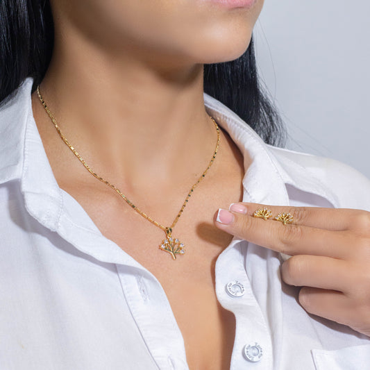 Collar rodio árbol microzircones Amulí