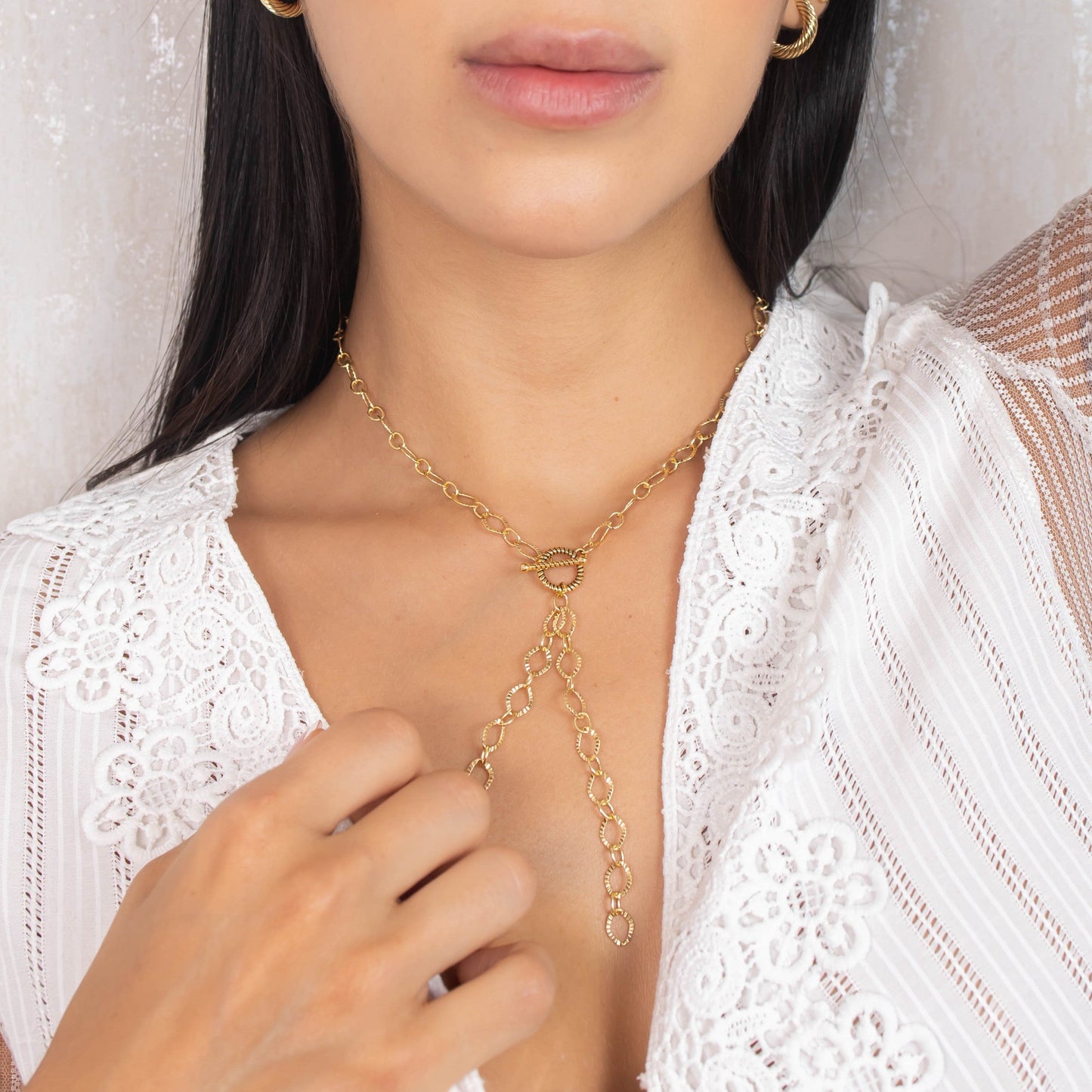 Collar rodio cadena tooggle