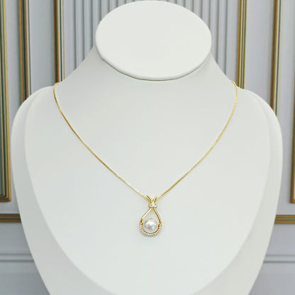 Collar rodio dije perla Amulí