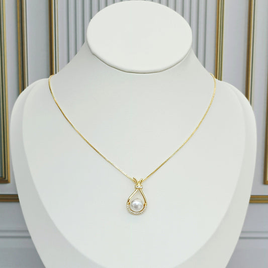 Collar rodio dije perla Amulí