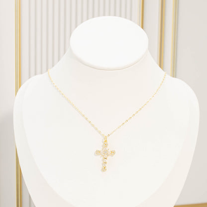 Collar rodio maxi cruz diamantes
