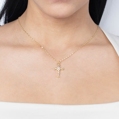 Collar rodio maxi cruz diamantes