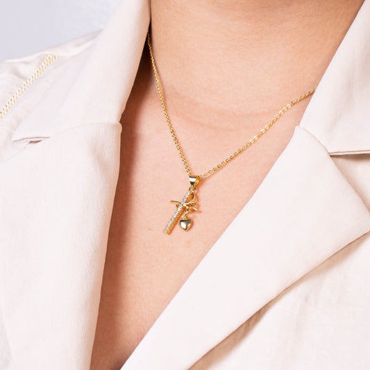 Collar rodio cruz dije