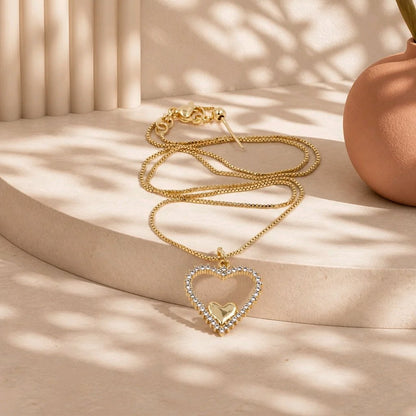 Collar rodio silueta corazón