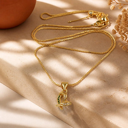 Collar rodio corazón esmeralda