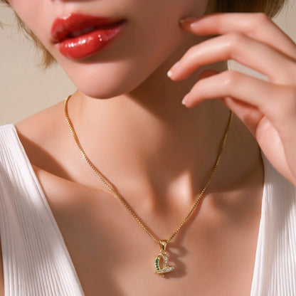 Collar rodio corazón esmeralda