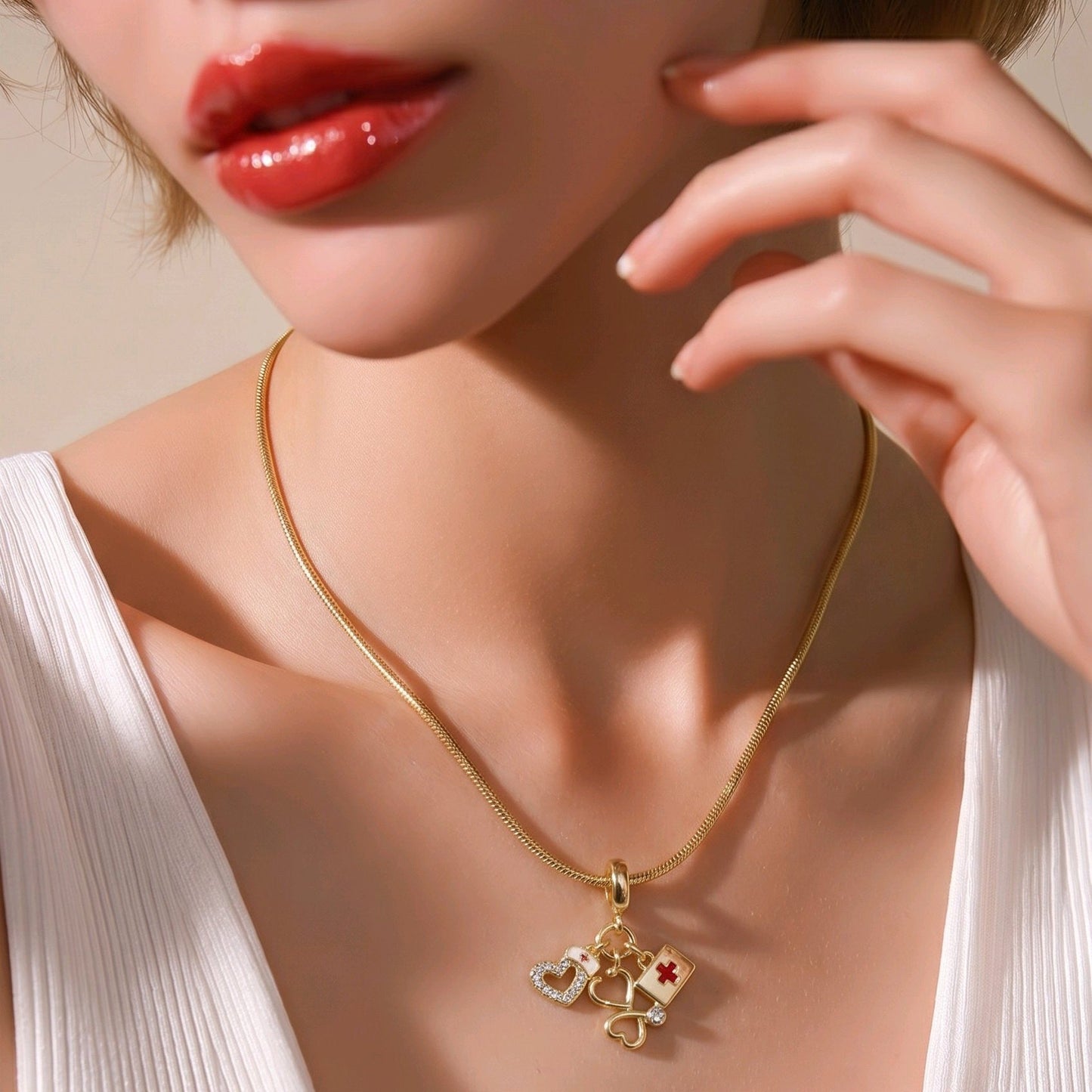 Collar rodio dijes salud