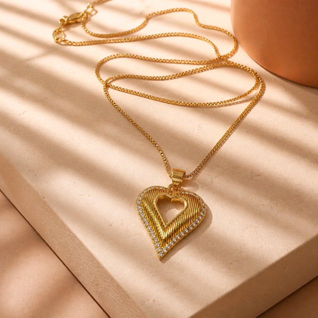 Collar rodio maxi corazón