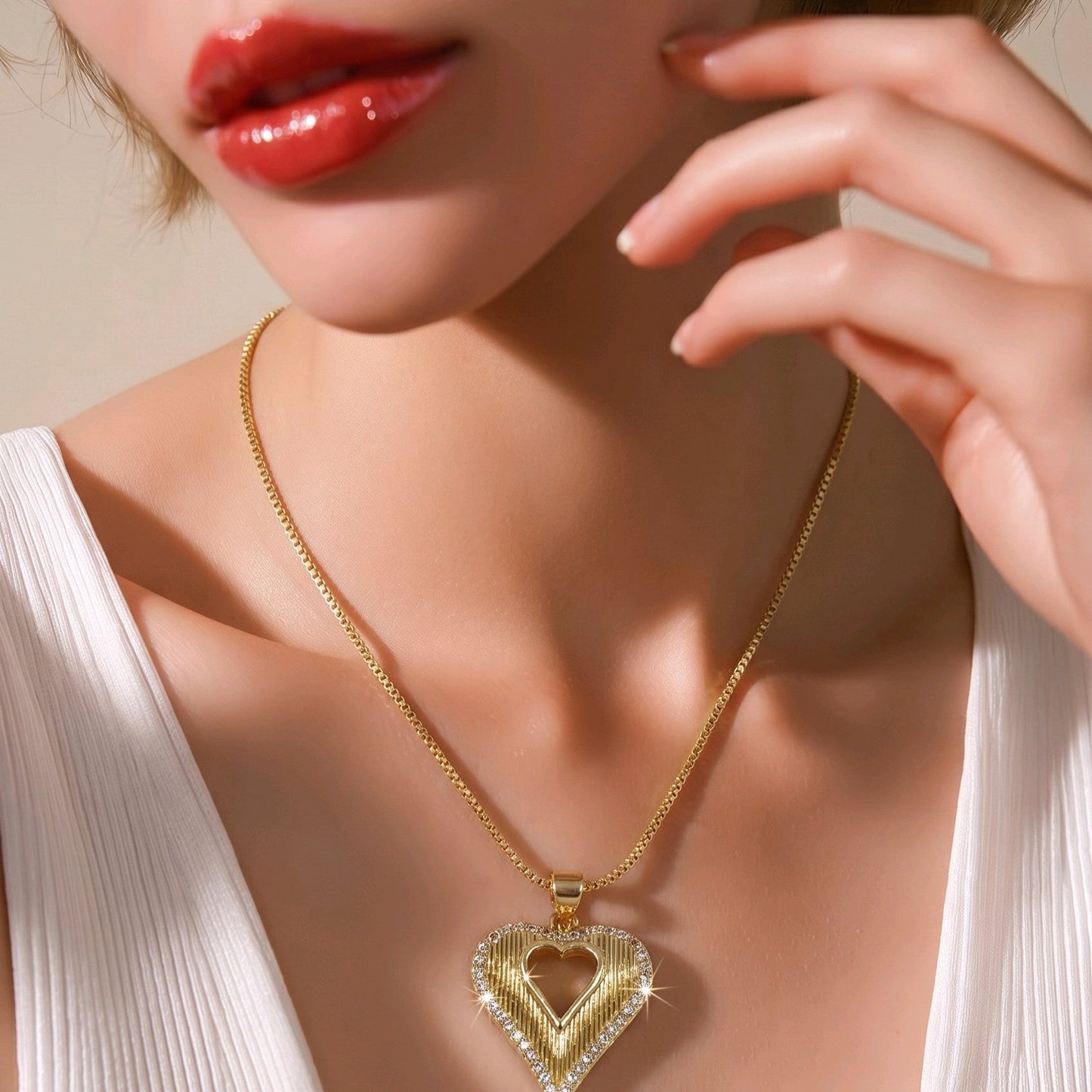 Collar rodio maxi corazón