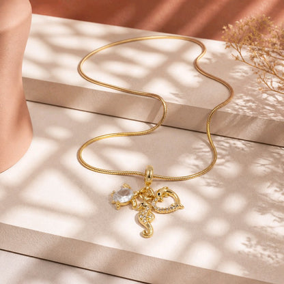 Collar rodio dijes mar