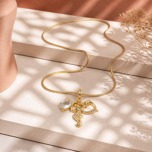 Collar rodio dijes mar